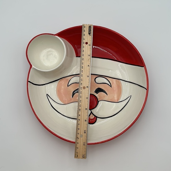 Essential Home Christmas Holiday Chip and Dip Santa Face Ceramic Plate - Picture 15 of 16